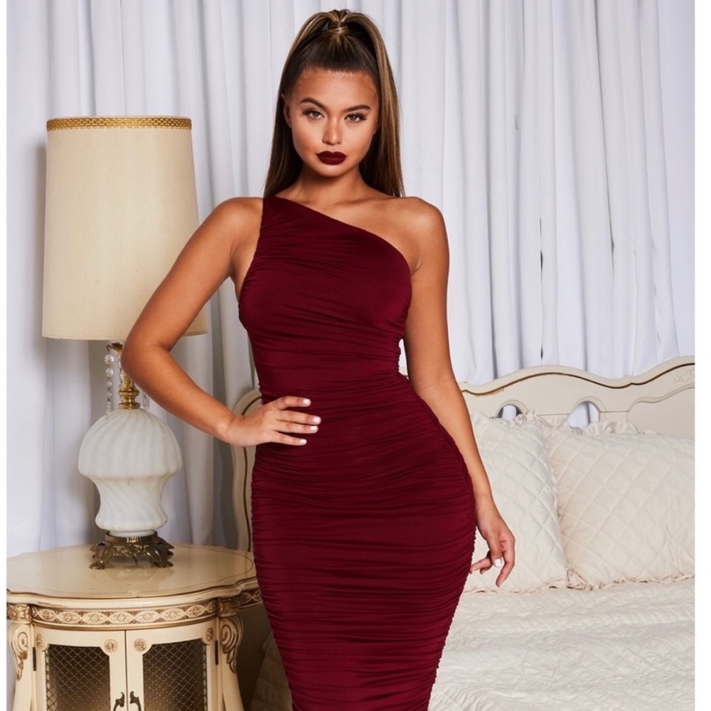 RED OH POLLY WINE DRESS